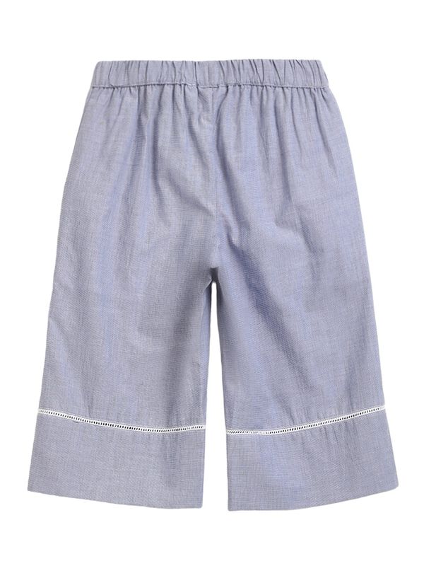 Girls White & Light Blue Long Woven Trouser image number 0